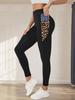 Leopardenmuster Yogahose für Damen Fitness Taschenstil Po-formend Taillenformend Sport-Tight Leggings Winddichte Leggings