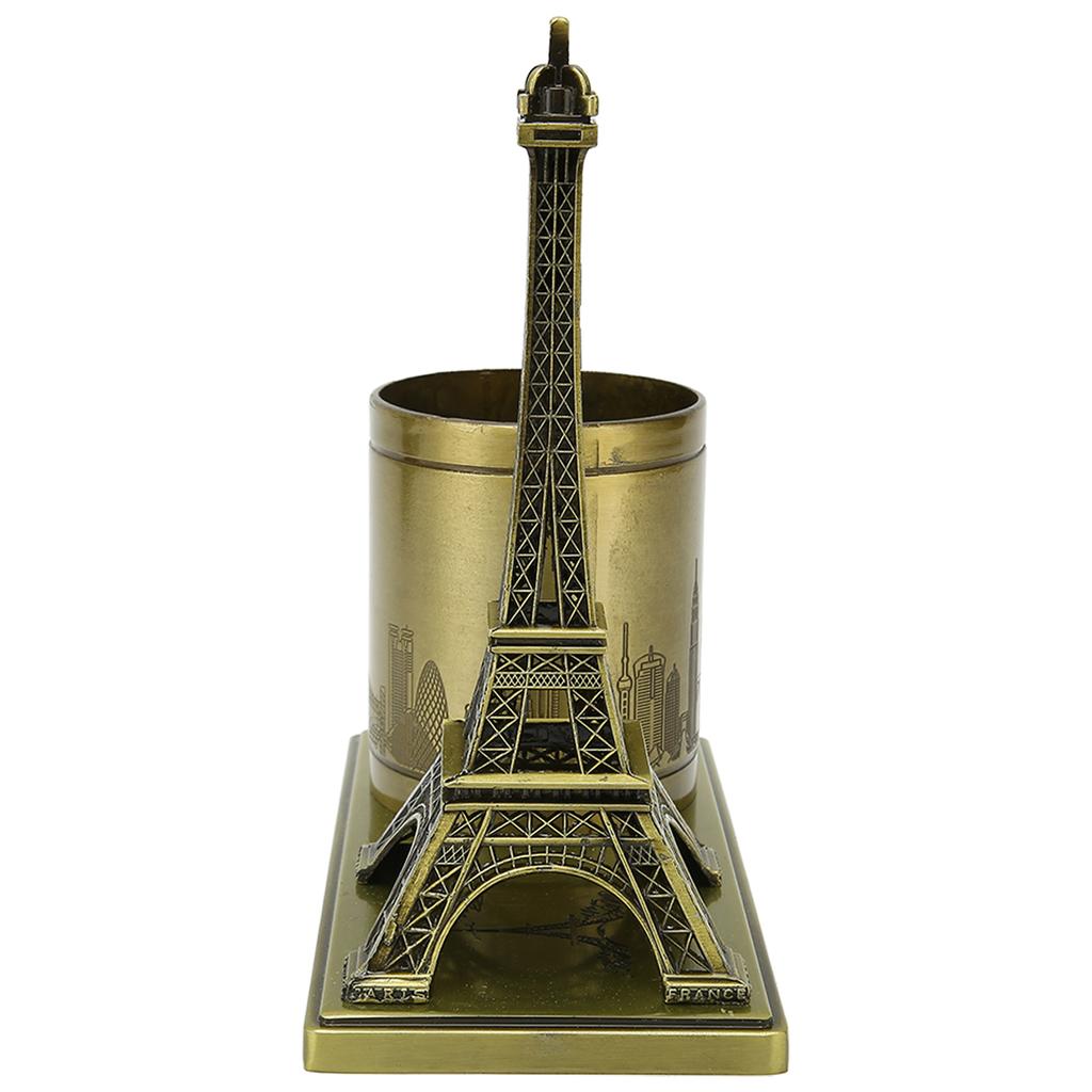 Tower Statue Pen Holder Metal Vintage Decorative Ornament Desk Pen Container for Bedroom Study Offic
