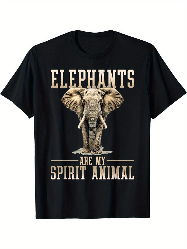 Plus Size Funny Elephant T-Shirt- My Soul Animal Vintage T-Shirt- Black Base with Large Golden Beige Flowers- Unisex Sof