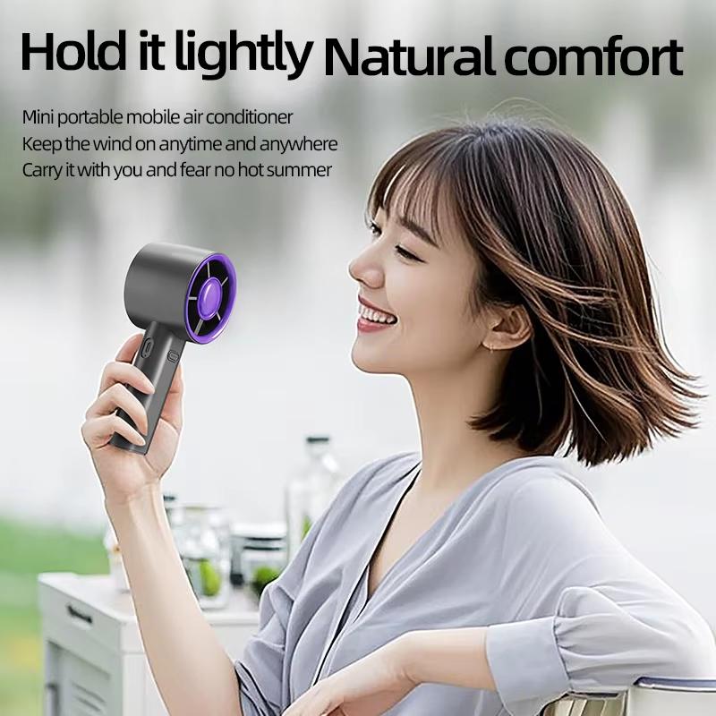 Portable Usb Rechargeable Handheld Fan With Phone Holder Low Noise Strong Airflow Suitable For Office Outdoor And Commuting Use