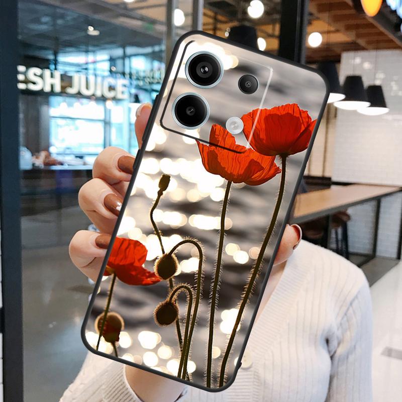 

Красный Цветок Мака Чехол Для Xiaomi Redmi Note 13 Pro 12 11 9 10 Pro 9S 10S 11S 12S Redmi 12 10C 12C 13C Чехол Redmi Note 9