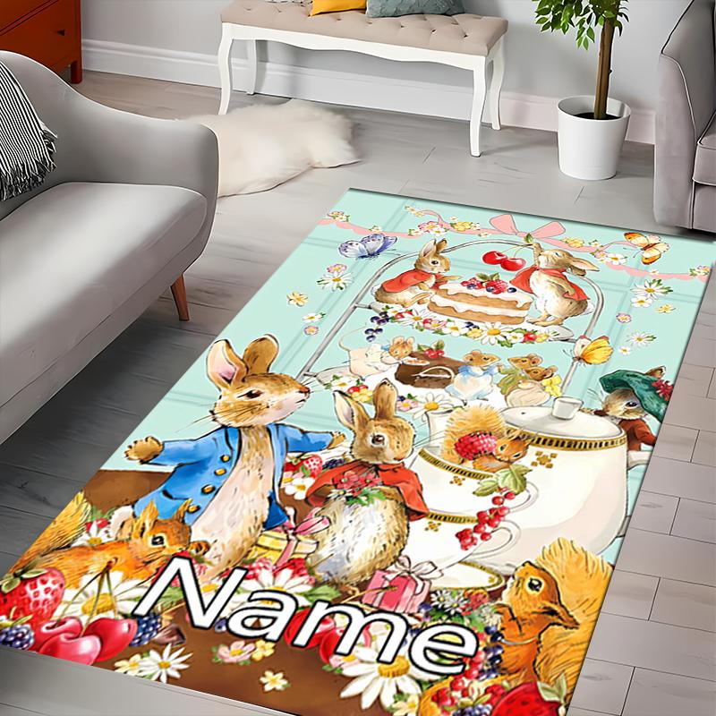 Custom Personalization Peter Rabbit Area Rug - Perfect For Kitchen, Bathroom,Laundry Room Decor Large Size Available,Gift All Seasons