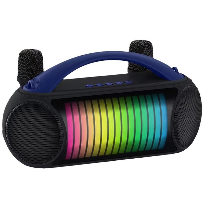 

NR-222W Portable Outdoor Bluetooth-compatible Speaker Dynamic Light Music Loudspeaker with 2 Wireless Microphones Blue