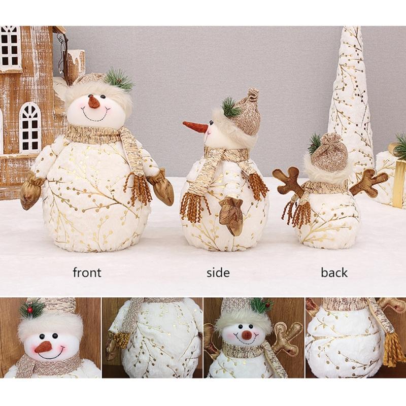 Schneemann mit Schal Schneemannpuppen Plüsch Winterdeko Weihnachtsregal-Sitzer Plüschpuppe Handgemacht (mit Schal-Stil)