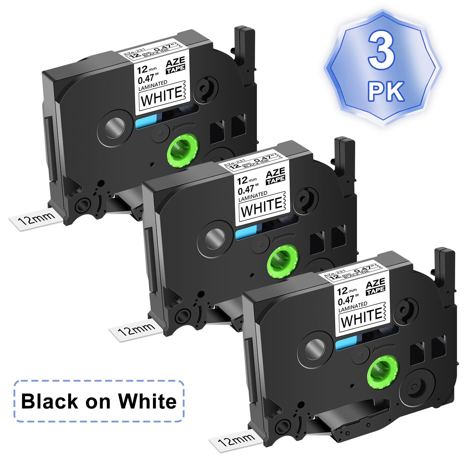 

3/5/10PK Label Tape Compatible for Brother TZ-231 TZe-241 TZe-221 211 Black on White Standard Laminated Tape for P-touch Printer (as the picture,6mm)