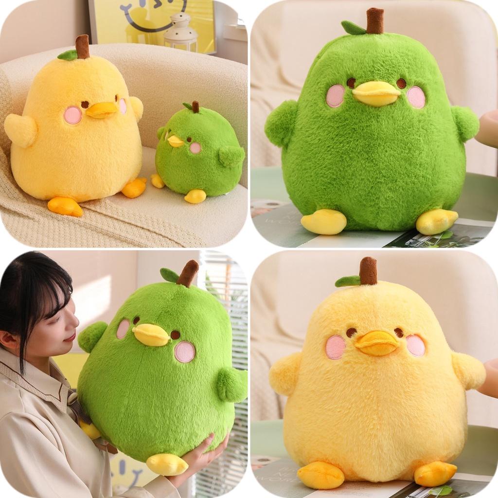 Funny Duck-shaped Plush Toy Pillow For Stress Relief Yellow And Green Pear Duck Design 20cm/30cm/40cm
