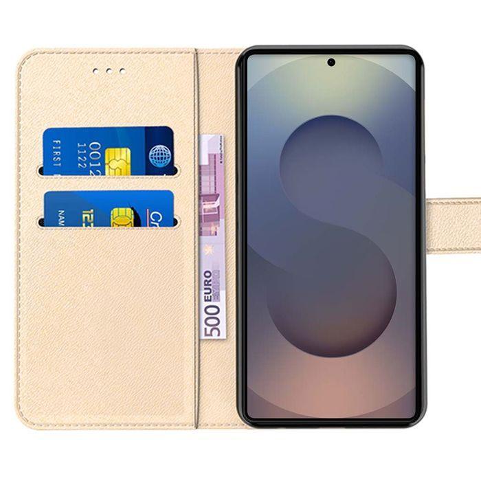 Coque de protection - BOOLING - pour Samsung Galaxy S25 Ultra - Effet Cuir Doré - 2 Verres Trempés - Antichoc
