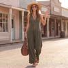 Macacões Curtos Para Mulheres Decote em V Profundo Sem Mangas Macacão de Peça Única Caimento Solto Macacão de Trabalho Vestido Casual Elegante Macacões de Verão