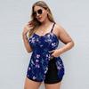 Women Tankini Plus Size Swimwear 2023 Push Up Swimsuit Sexy V-neck Soild One Piece Bathing Suit Adjustable Large Swim Dress 4XL