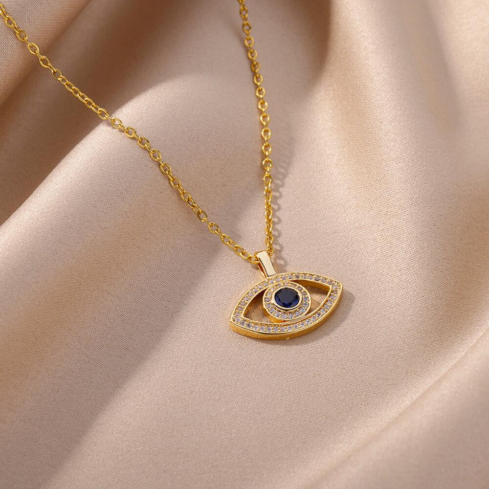 Stainless Steel Evil Eyes Pendant Necklace For Womens Jewelry Clavicle Chains Necklaces Gifts Party Dropshipping