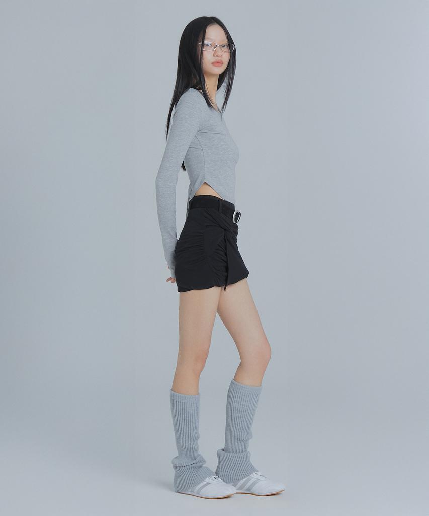 Peulaentigseobiseu Shirred Jersey Miniskirt - Black