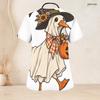 Women Plus Size V Neck Short Sleeve Scrub Top Black Cat Witch Hat Pumpkin Mushroom Halloween Print Nurse Uniform Top