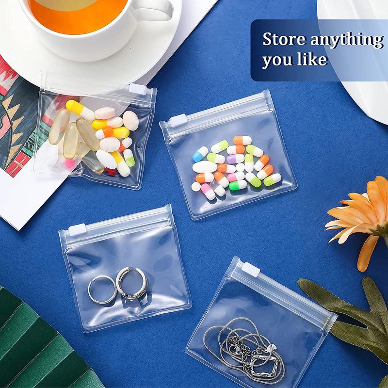 10 Pieces Reusable Zipper Pill Bags Medicine Storage Bags Translucent Self-Sealing Travel Bags Medicine Dispensing Storage Bags