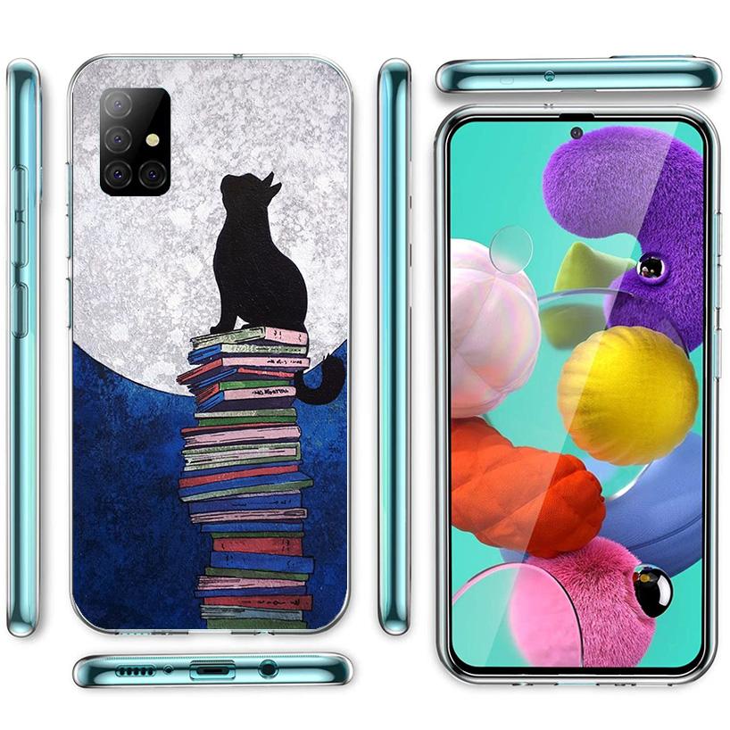 Black Cat Cartoon Cute Cover Phone Case For Samsung Galaxy A12 A22 A32 A52 A72 A02S Phone Case Note 20 Ultra 10 S10 Plus A51 A71