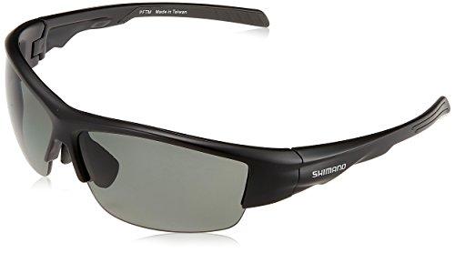 SHIMANO (SHIMANO) Fishing Polarized Sunglasses, Water-Repellent Half Fishing Glasses PC HG-066N, Matte Black, Smoke, Free