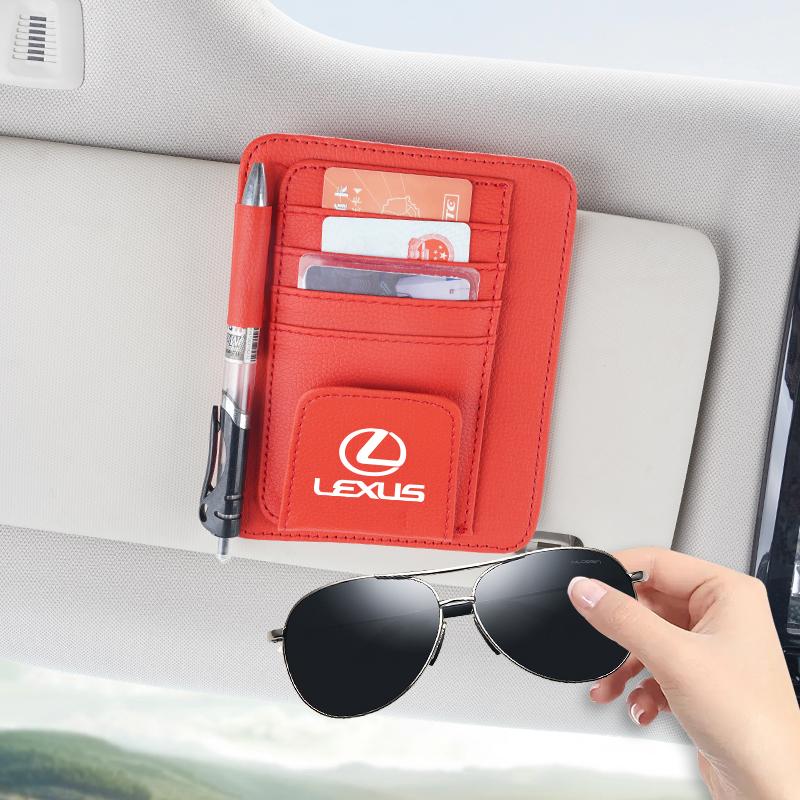 Car Sun Visor Wallet Card Bag Cover Sunglasses Holder For Lexus RX330 IS250 Ct200h ES300h RX350 IS300h Auto Accessories Keychain