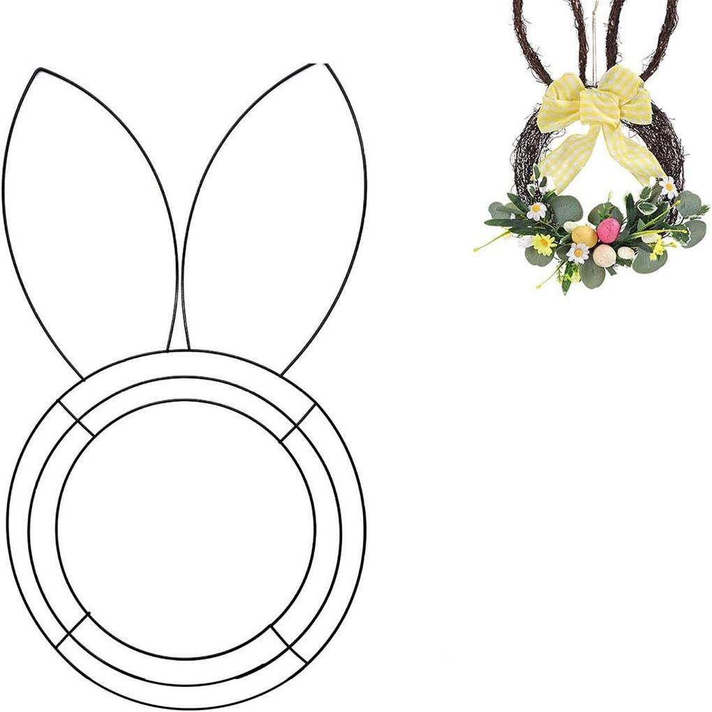 2 Stück Kaninchen Drahtkranz Personalisierter Oster-Blumen-Spiralkranz 2er Pack/Los Hase Und Außenbereich 2 Stück/Set Metall Und Dekoration
