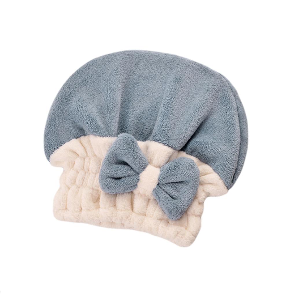 Microfiber Hair Drying Cap Soft Absorbent Bath Hat with Decorative Bow for Women and Girls Shower Use