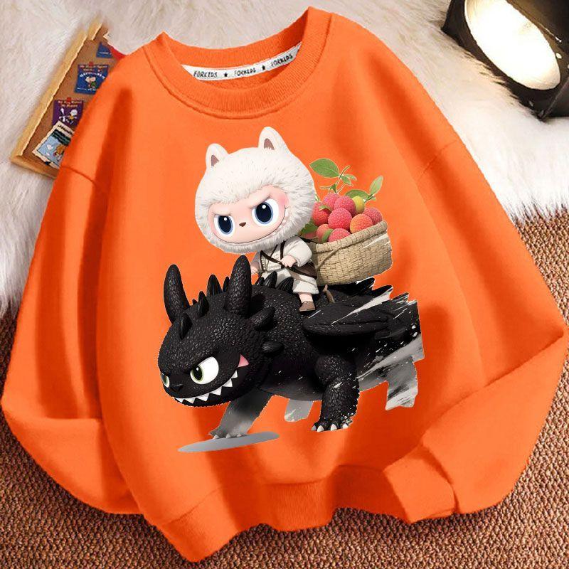 Cute Round-neck Hoodies for Children, Long-sleeved Loose Hoodies for Boys and Girls  Spring and Autumn