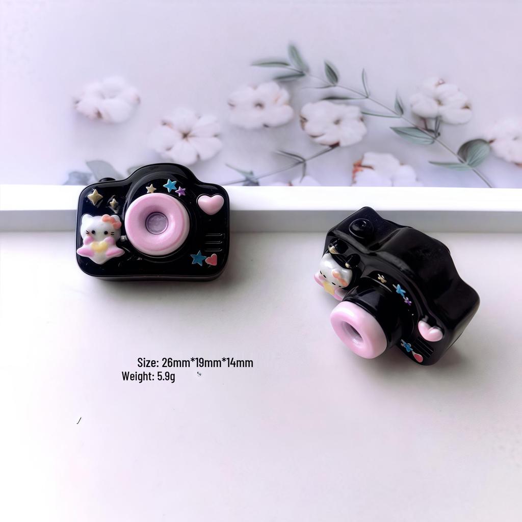 3D Cartoon DIY Resin Accessories: Cat Camera, Cream Glue Hair Clips, Shoe Buckles, Keychains, Pendants