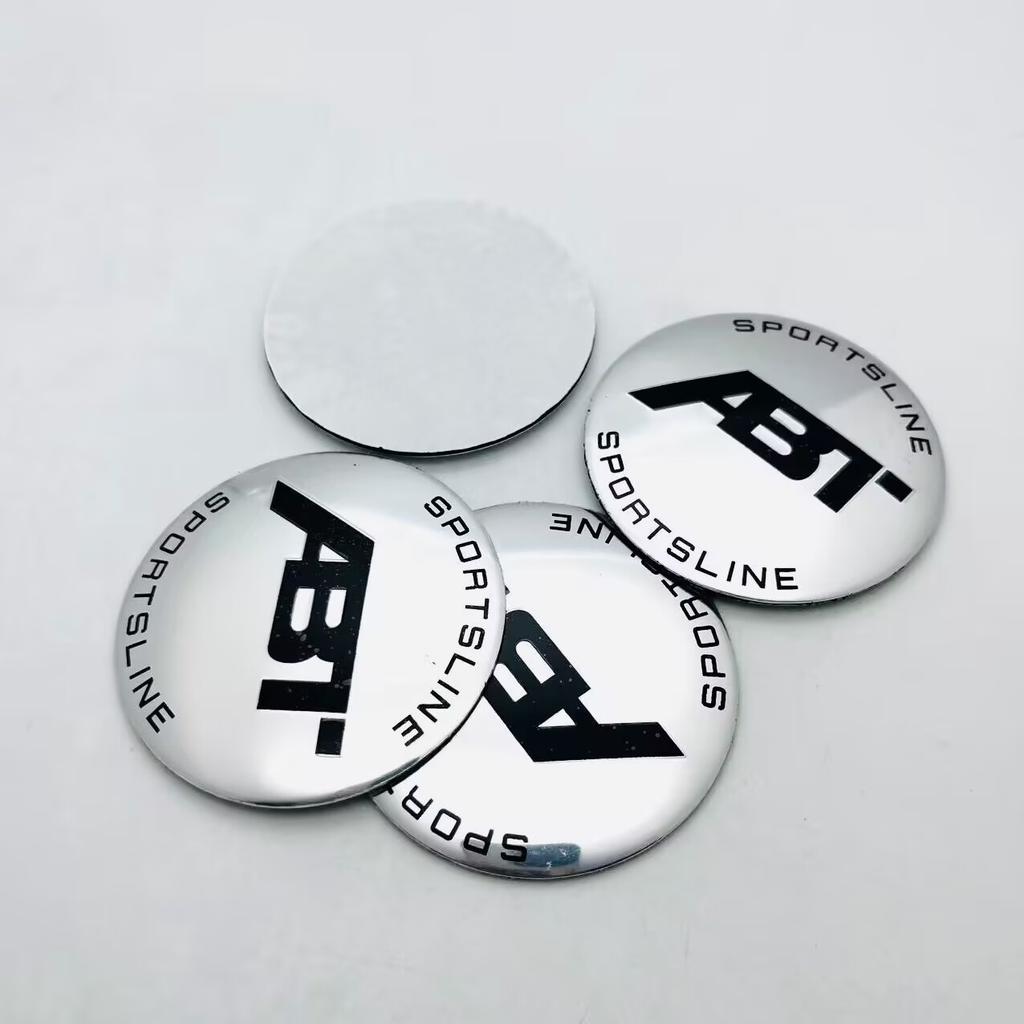 4pcs 56mm Aluminium Silver Black Logo ABT Wheel Center Caps Hubcaps Sticker ABT Sportsline Badge Accessories