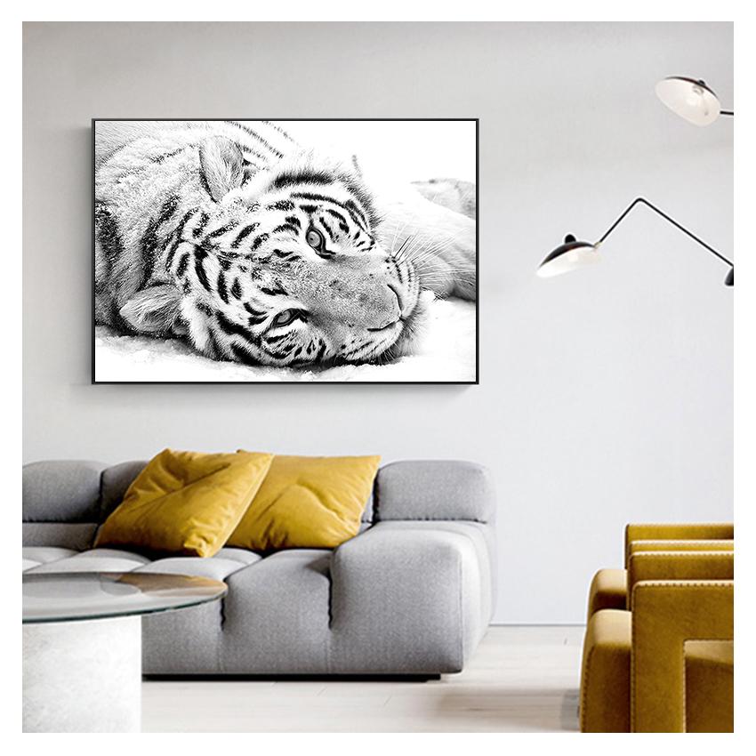 And Print Canvas Wall Art Picture Nordic Style Painting Modern Home Living Room Decoration Snow White Tiger Animal Poster