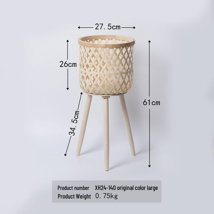 Nordic Rattan Woven Plant Stand - Handmade High-Leg Wooden Flower Pot for Indoor/ Balcony/ Living Room.