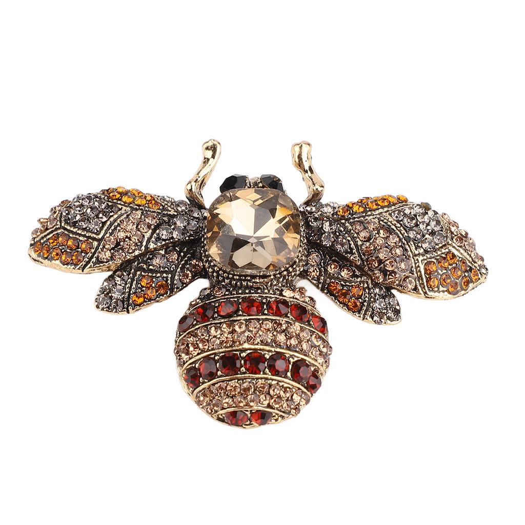Brooch Jewelry Retro Bee Shape Alloy Attractive Decorative Rhinestones Pin Ornament for Coat Suit Coffee
