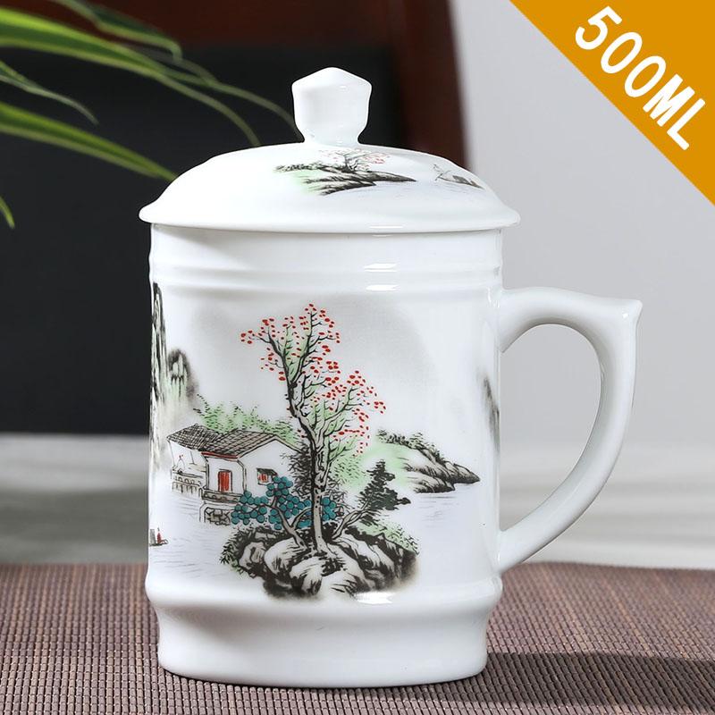 Jingdezhen Keramikk Med deksel Tekopper Håndmalt Blomstermønster Master Tekopp Boutiques Te-seremoni Tilbehør Tilbehør