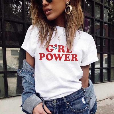 Tops im koreanischen Stil Feministischer Slogan T-Shirt Feminismus Damen T-Shirt Girl Power Buchstaben bedrucktes T-Shirt