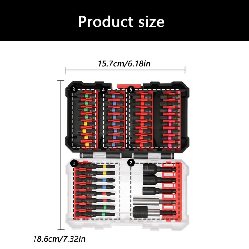45Pcs Magnetic Screwdriver Bit Set High Hardness Alloy Steel For Electric Drill And Hand Tool With Storage Case