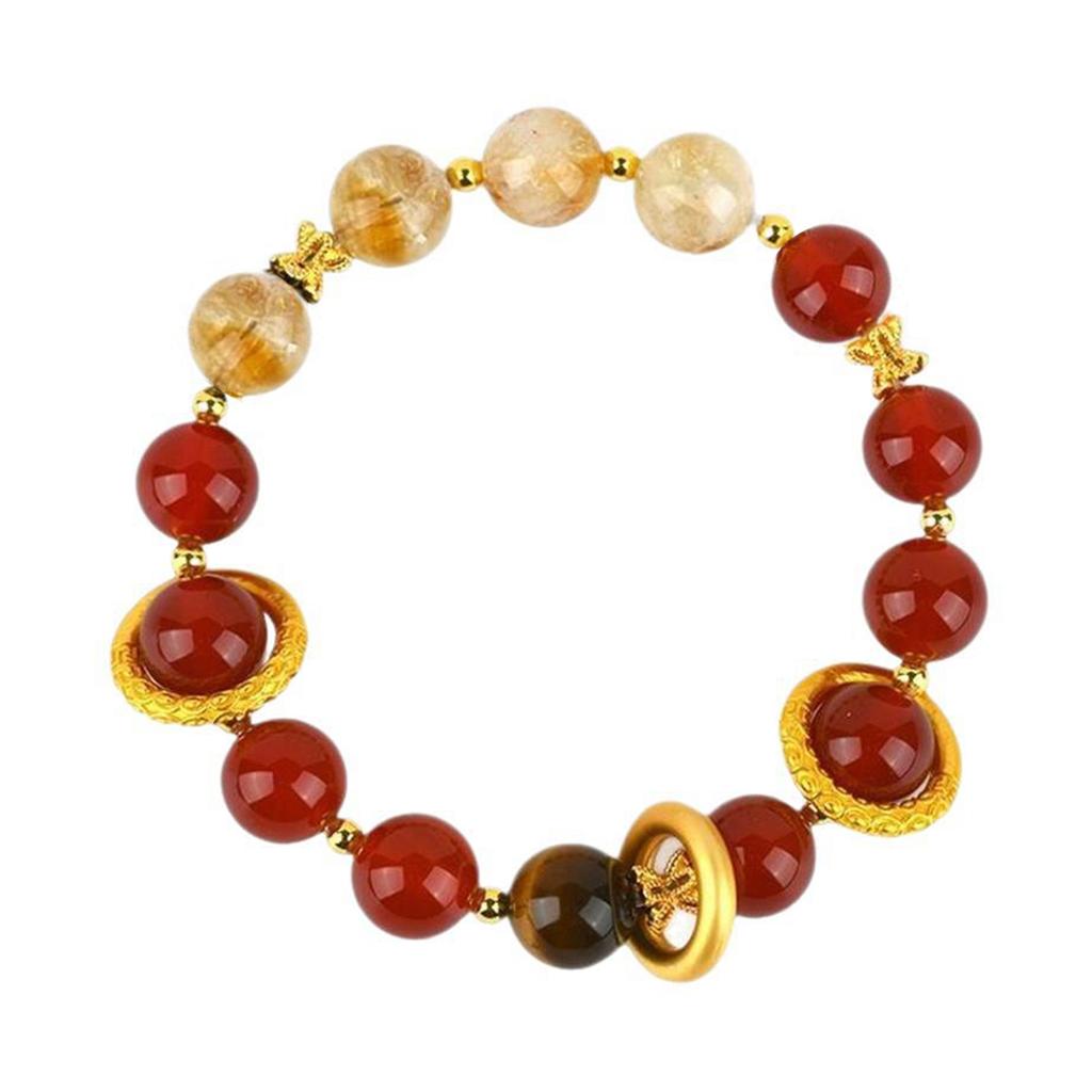 Handcrafted Red Agate and Yellow Ase Stone Bracelet Unique Wristband Charm Perfect for Daily Wear and Celebrations