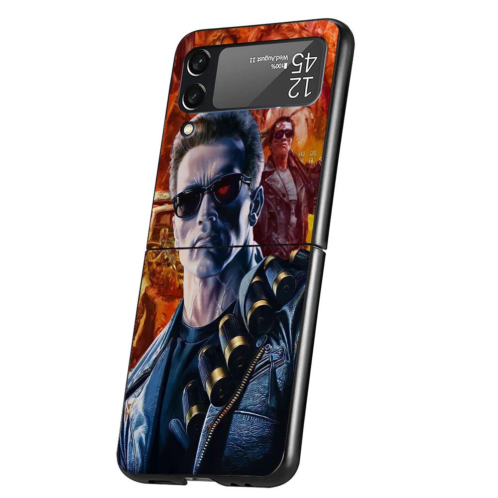 Arnold Schwarzenegger Terminator Cover Phone Case For Samsung Galaxy Z Flip 7 6 5 4 3 5G Flip7 Flip6 Flip5 Flip4 Flip3 Black Fun