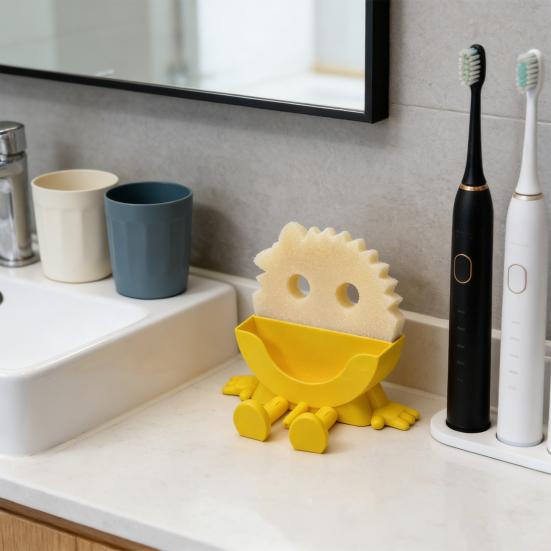 Funny Sponge Holder with Drainage Creative Sink Organizer for Kitchen 3D Printed Smile Sponge Rack Kitchen Sink Accessory