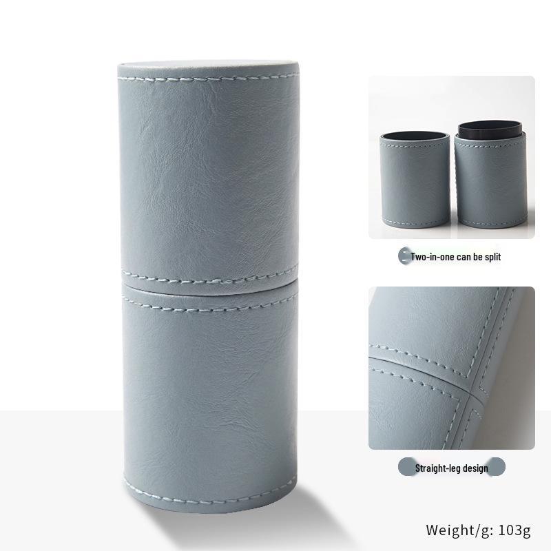 Przenośny Wielofunkcyjny Pojemnik na Pędzle do Makijażu ze Skóry PU z Pokrywką - Mały, Wodoodporny, Pyłoszczelny Rozwiązanie do Przechowywania