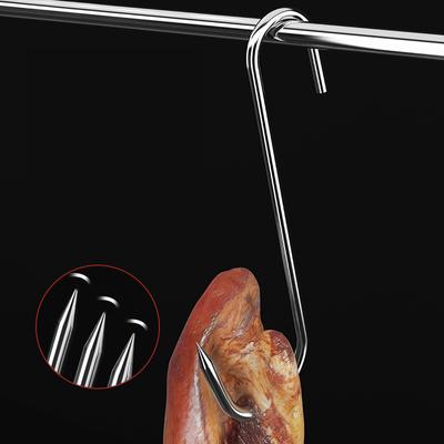 10Pcs Stainless Steel S Hooks With Sharp Tip Butcher Meat Hook Tool For  And Cold Smoking Sausage Grill Duck Hanging Hooks
