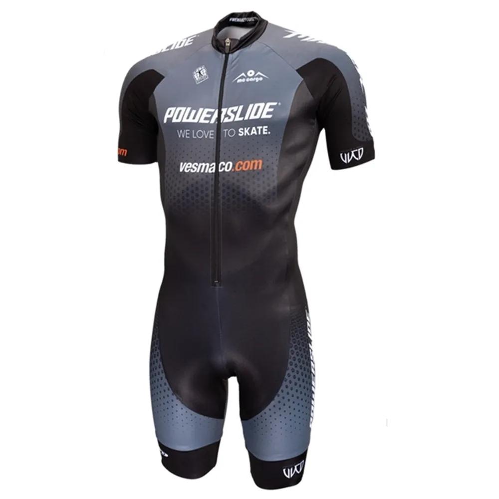 Powerslide Kombinezon Męski Krótki Rękaw Jazda na Rolkach Speed Skinsuit Ciclismo Łyżwiarstwo Szybkie Odzież do Jazdy na Rolkach