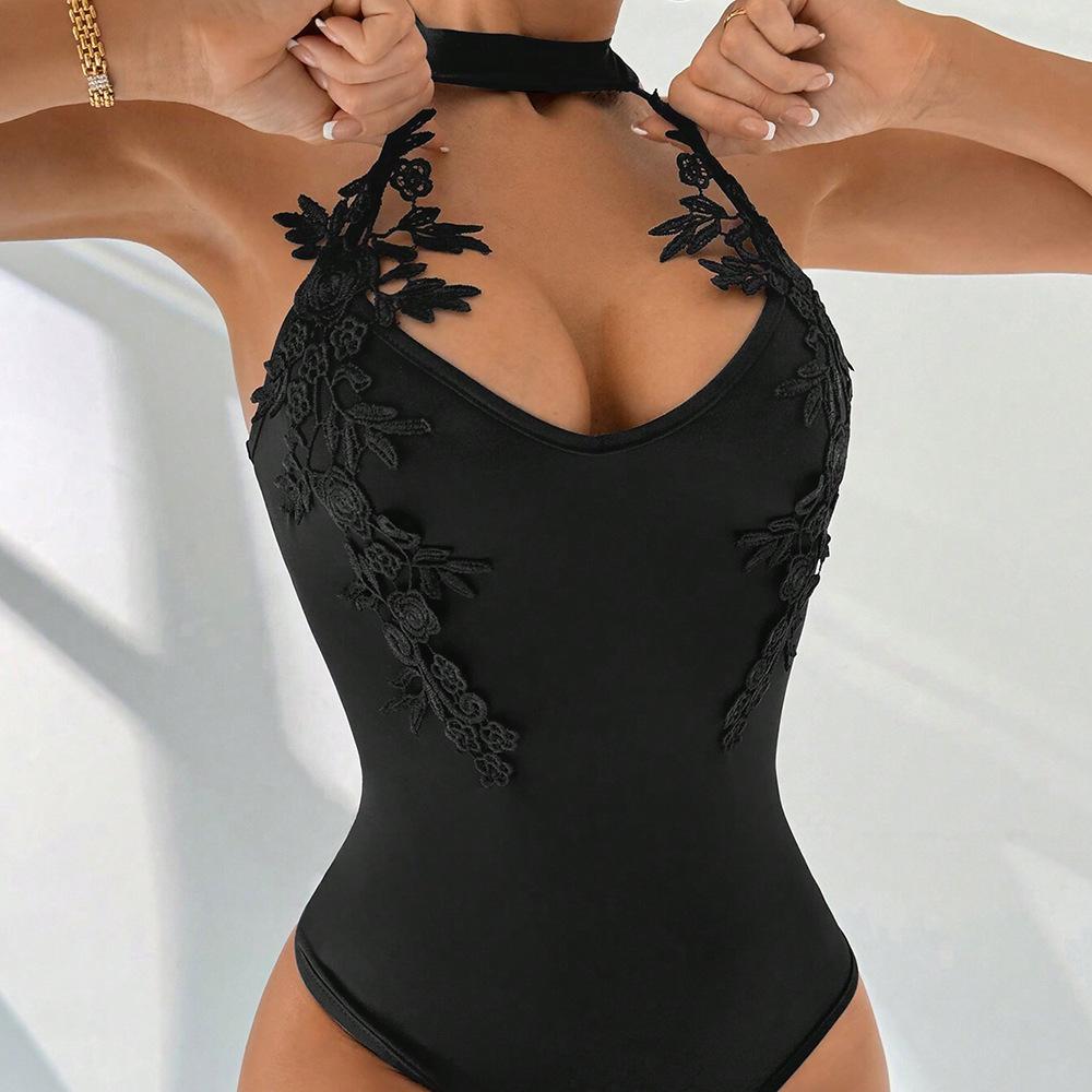 Damenmode lässiger Einteiler, Frühling und Sommer neues Spitzenjacquard-Design Jumpsuit