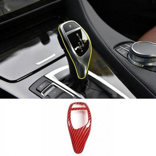 For BMW 3 4 Series GT Carbon Fiber Red Gear Shift Knob Trim Car Central Console