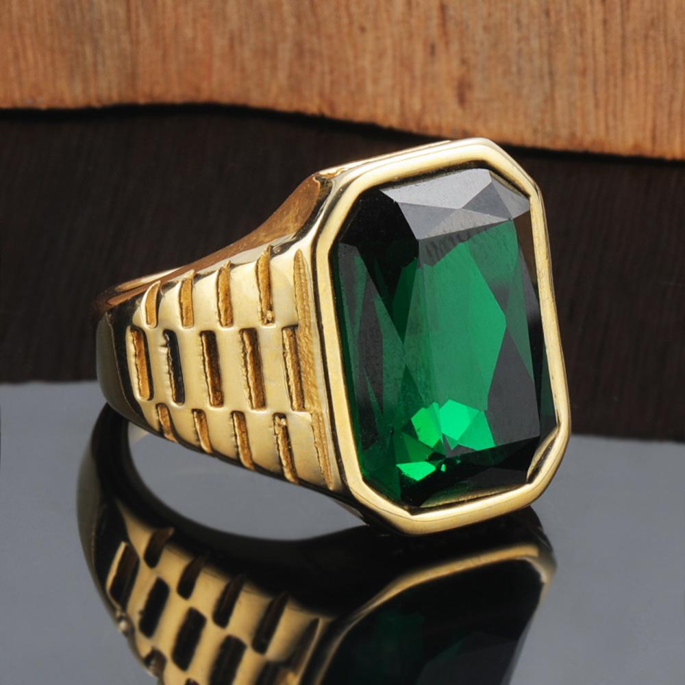 Herren Quadratischer Titanring Minimalistischer Geometrischer Edelsteinschmuck Trendiger Punk Edelstahlring für Herren Modeaccessoires