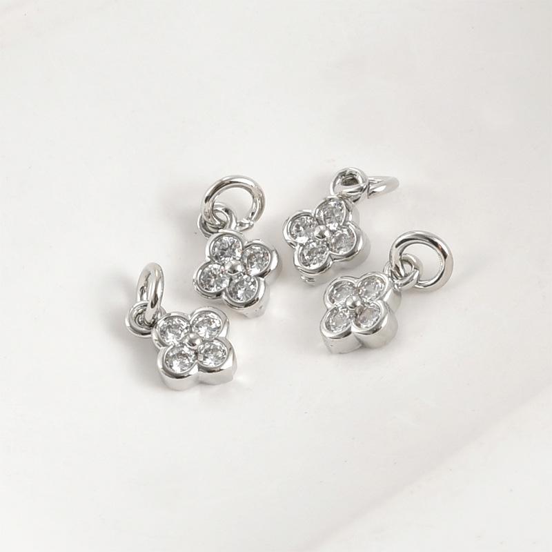 14K Gold Plated Cubic Zirconia Four-Leaf Clover Mini Pendant Charm