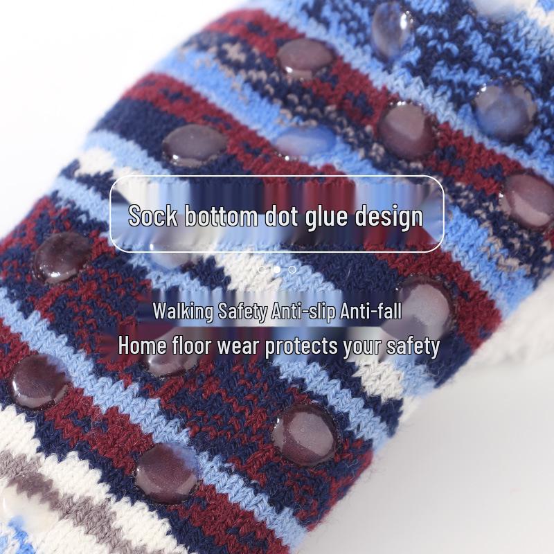 American Style Lambswool Non-Slip Indoor Slipper Socks for Adults - Winter Velvet Floor Socks