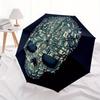 1pc Skull Cityscape Auto Open/close, All-Season Portable Folding Umbrella for Women & Men, Travel, Everyday, Formal Events - Compact Luxury Parasol, O