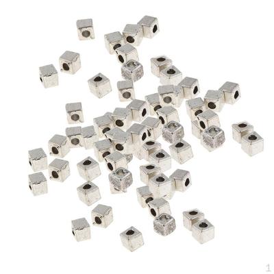 100 Pcs Alloy Bead Square Spacer Loose Beads Charms For DIY Jewelry Findings