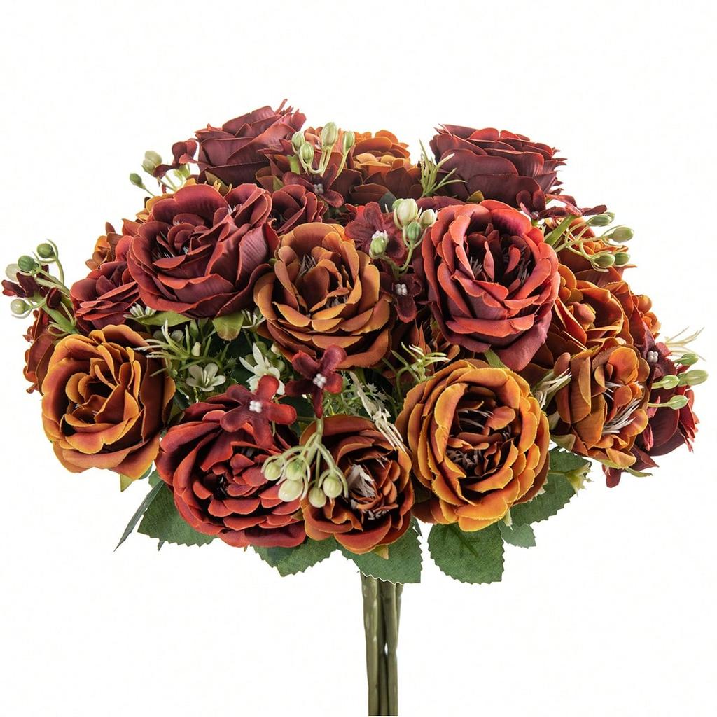Artificial Peony Flowers Silk Hydrangea Bouquets Artificial Roses Fake Plants for Spring Autumn Decorations, Wedding Vase for Home, Dining Room