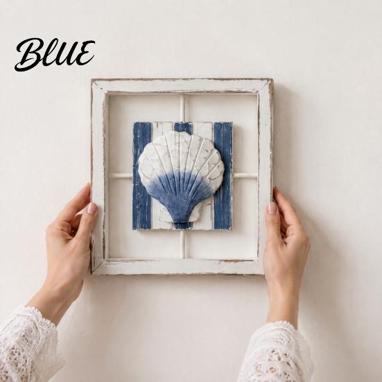 American Country Home Art 3D Beach Wooden Frame Wall Art  Coastal Style Starfish/Conch/Shell Decor  Ocean House Ornaments Inspired Mount Decor