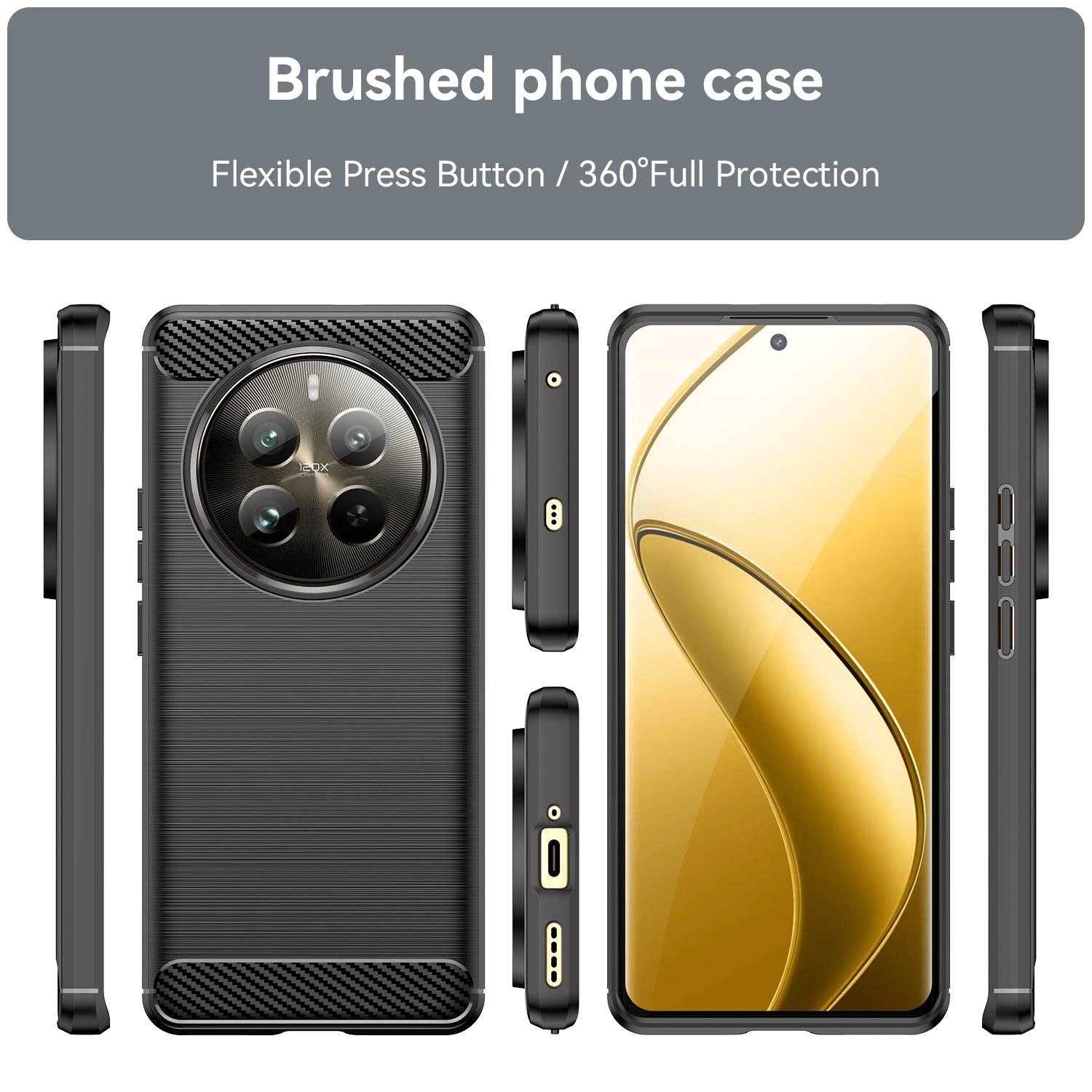 

For Realme 12 Pro 5G/12 Pro+ 5G Case Carbon Fiber Texture Anti-scratch TPU Cover Blue