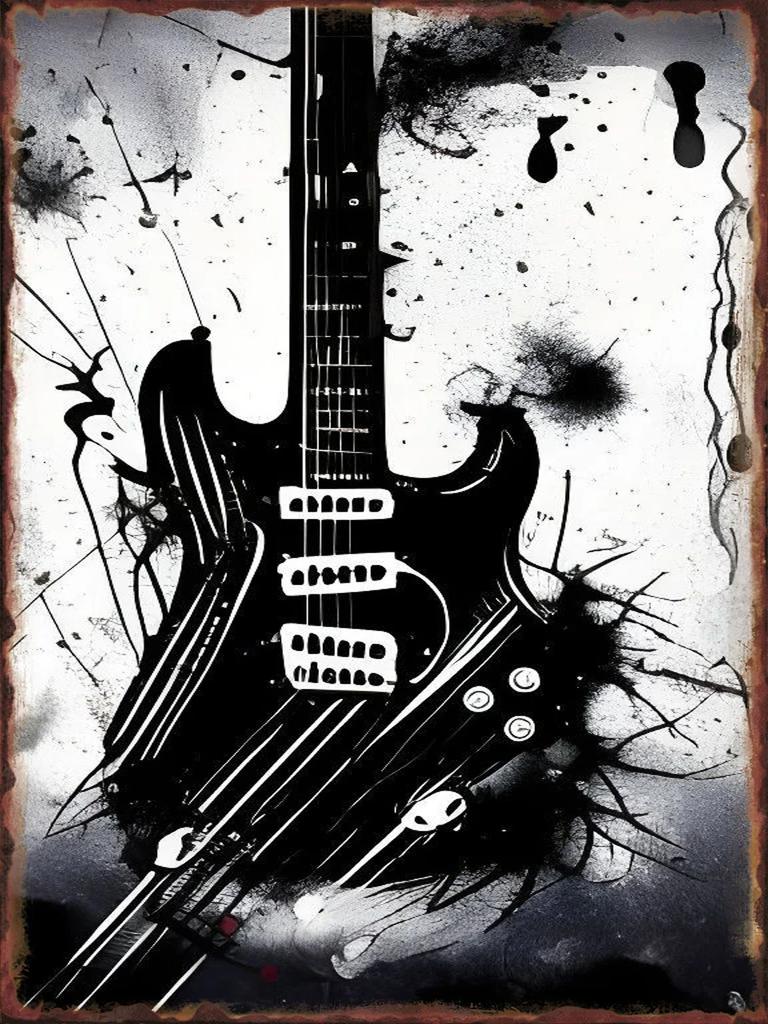 Rock Guitar Metal Tin Signs for Home Living Room Wall Art Decoration Club Bar Party Plaques Office Garage Bedroom Vintage Poster