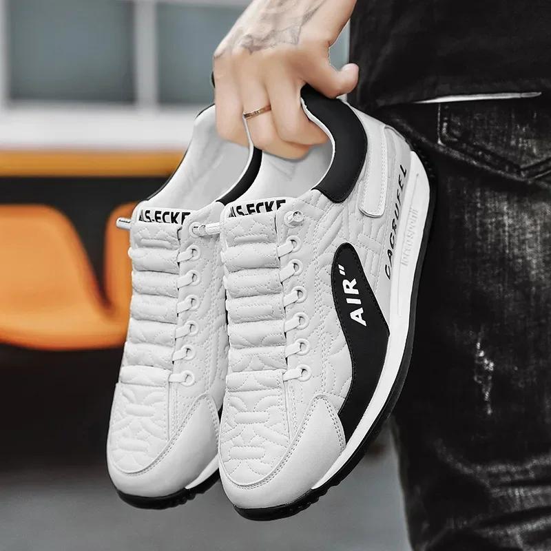 Fashion Men's Casual Thick Soled Sneakers Breathable Shoes New Autumn Men Slip on Antiskid Walking Flats Shoes Fashion Vulcanized Shoes