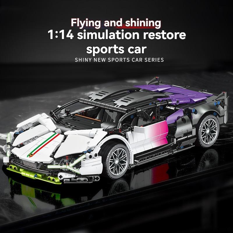 Non-Toxic New Technical 1:14 Building Blocks Car Speeding Moc Vehicle Racing Bricks Toys For Kids Birthday Halloween Christmas Gifts